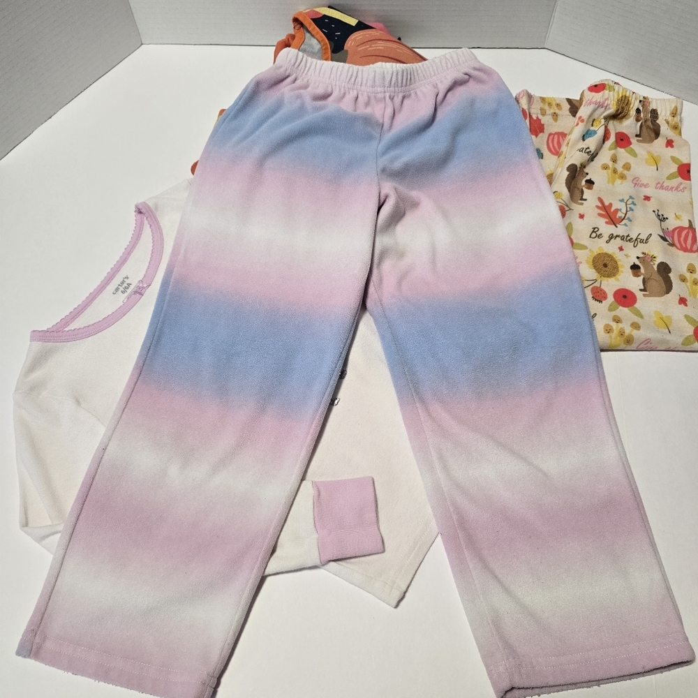 Girls Size 6 Unicorn Pajama Set Fall-Themed Dress And Pants - 3 Matching Sets - Picture 6 of 14